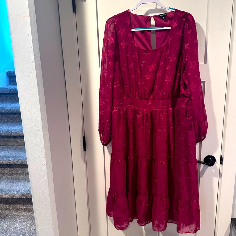 Torrid Size 3 Star-Patterned Red Dress